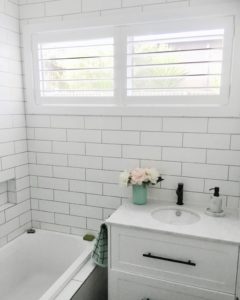 shutter, bathroom shutter, fauxwood shutter, bathroom design